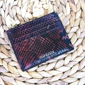 TED BAKER wallet brown / Black Leather CARD HOLDER Faux Snakeskin Cardholder